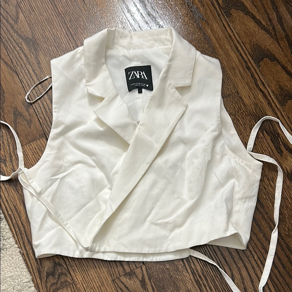 Zara Cream Sleeveless Wrap Blouse